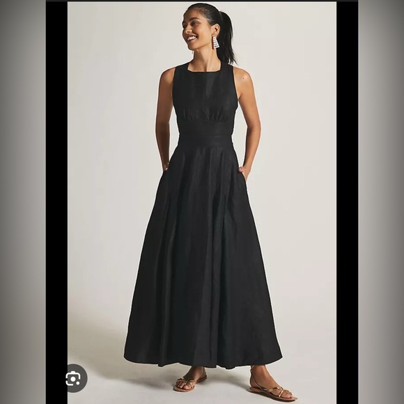 Anthropologie Aureta Studio Boatneck Linen Maxi Dresss - Picture 2 of 9